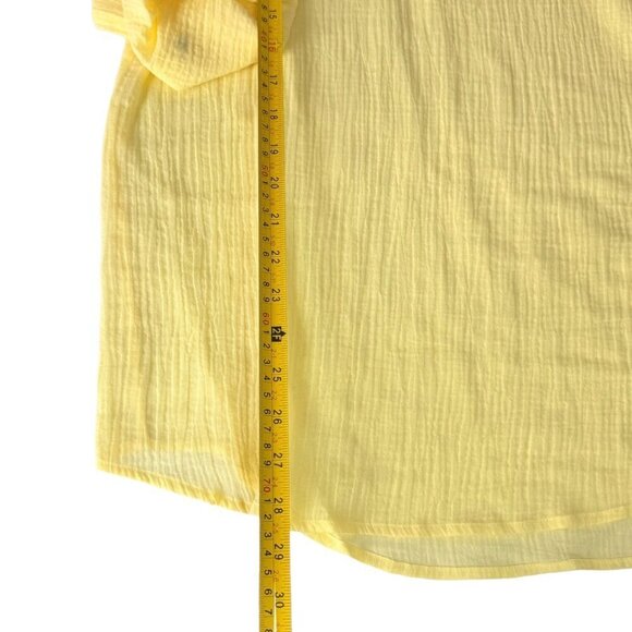 NWT 100% Cotton Tunic Top  Sz.L Pastel Yellow Crinkle V-Neck Minimalist Cottage - Picture 8 of 12